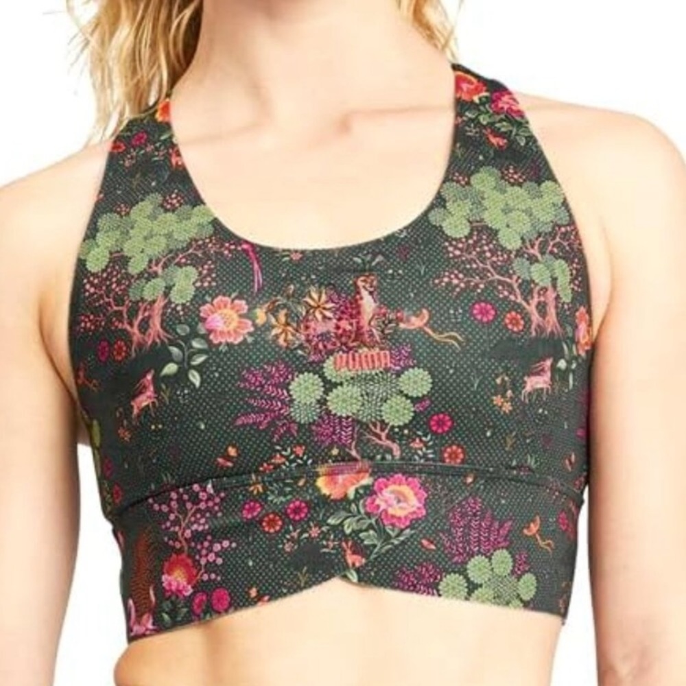 Puma x Liberty London Forever Luxe Sports Bra Green Gables